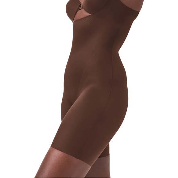 NWT Spanx Chestnut M SPANXshape Invisible Open-Bust Mid-Thigh Bodysuit - Picture 4 of 12